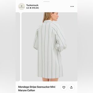 Tuckernuck Mondego Stripe Green and White Stripe Seersucker Maryse Caftan